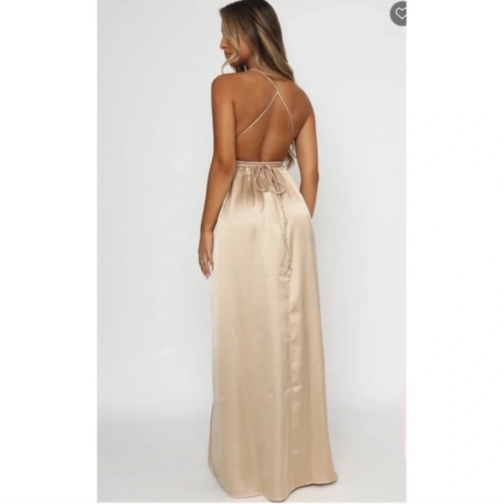 WHITE FOX ENDLESS LOVE MAXI CHAMPAGNE NWT SMALL - Picture 3 of 5